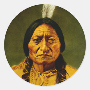 Sitting Bull Native Amerikanische Ureinwohner Chie Runder Aufkleber