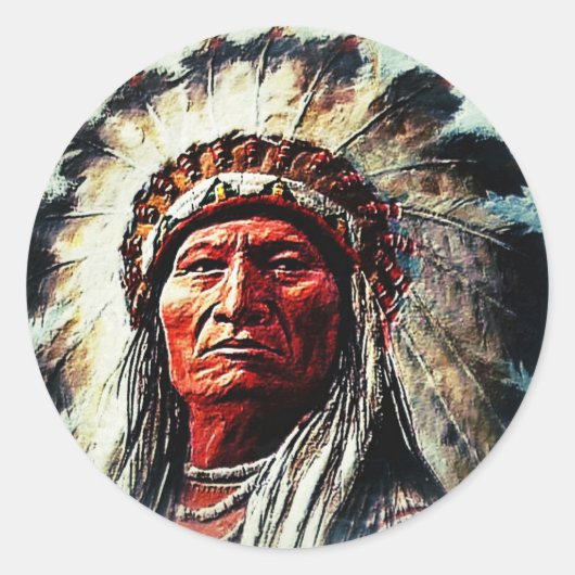 Sitting Bull Runder Aufkleber (Vorderseite)