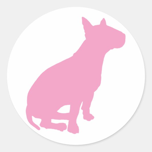 Sitting Bull Terrier (pink) Runder Aufkleber (Vorderseite)