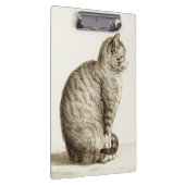 Sitting cat vintage sepia pencil drawing klemmbrett (Rechts)