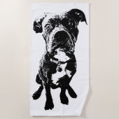 Sitting Dog Beach Towel – Minimalist Illustration Strandtuch (Vorderseite)