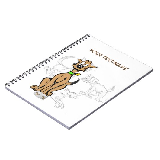 Sitting Dog Cartoon Anpassbare Sketch-Notebooks Notizblock (Linke Seite)