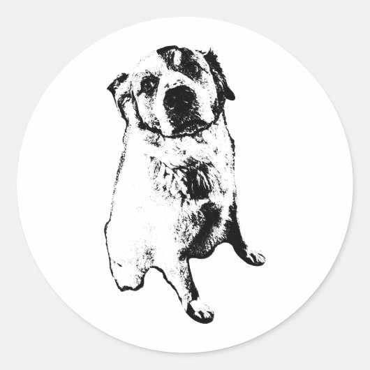 Sitting Dog Minimalist Art Sticker (Vorderseite)