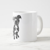 Sitting Dog Mug – Minimalist Black Ink Portrait Jumbo-Tasse (Vorderseite Rechts)
