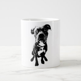 Sitting Dog Mug – Minimalist Black Ink Portrait Jumbo-Tasse