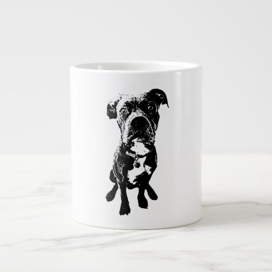 Sitting Dog Mug – Minimalist Black Ink Portrait Jumbo-Tasse (Vorderseite)
