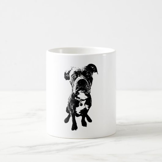 Sitting Dog Mug – Minimalist Black Ink Portrait Kaffeetasse (Mittel)