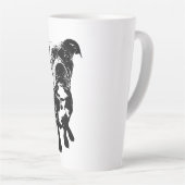 Sitting Dog Mug – Minimalist Black Ink Portrait Milchtasse (Rechte Ecke)