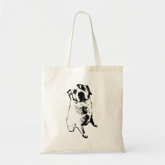 Sitting Dog Sketch Art Tote Bag Tragetasche (Vorne)