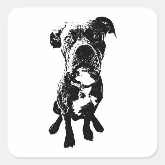 Sitting Dog Sticker – Minimalist Black Ink Pose (Vorderseite)