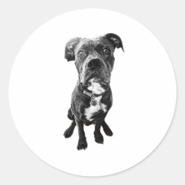 Sitting Dog Sticker – Realistic Black & White Pose