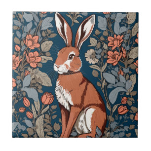 Sitting Hare William Morris Inspiriert floral Fliese