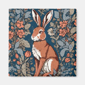 Sitting Hare William Morris Inspiriert floral Magnet (Vorne)