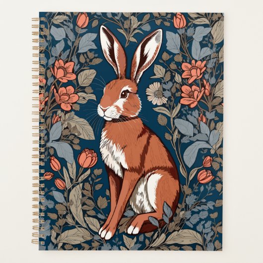 Sitting Hare William Morris Inspiriert floral Planer (Vorderseite)
