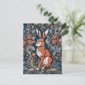 Sitting Hare William Morris Inspiriert floral Postkarte (Stehend Vorderseite)
