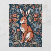 Sitting Hare William Morris Inspiriert floral Postkarte (Vorderseite)