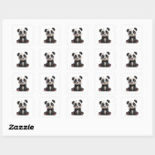 Sitting Panda Bear Cartoon Illustration Art Card Quadratischer Aufkleber (Blatt)