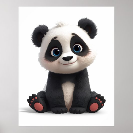 Sitting Panda Bear Cartoon Illustration Art Poster (Vorne)