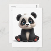 Sitting Panda Bear Cartoon Illustration Art Postkarte (Vorne/Hinten)