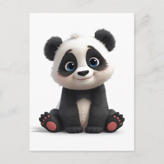 Sitting Panda Bear Cartoon Illustration Art Postkarte (Vorderseite)