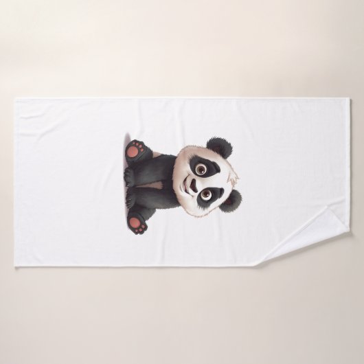 Sitting Panda Bear Cartoon Illustration Artwork Badehandtuch (Badehandtuch)