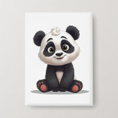Sitting Panda Bear Cartoon Illustration Artwork Button (Vorderseite)