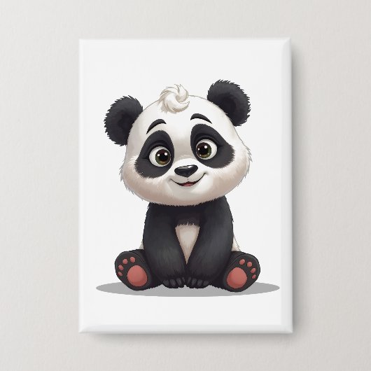 Sitting Panda Bear Cartoon Illustration Artwork Button (Vorderseite)