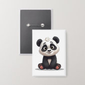 Sitting Panda Bear Cartoon Illustration Artwork Button (Vorderseite/Rückseite)