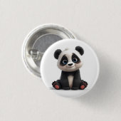 Sitting Panda Bear Cartoon Illustration Artwork Button (Vorne & Hinten)