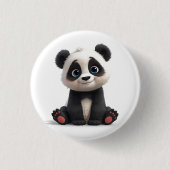 Sitting Panda Bear Cartoon Illustration Artwork Button (Vorderseite)