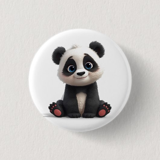 Sitting Panda Bear Cartoon Illustration Artwork Button (Vorderseite)