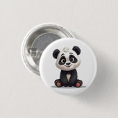 Sitting Panda Bear Cartoon Illustration Artwork Button (Vorne & Hinten)