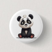 Sitting Panda Bear Cartoon Illustration Artwork Button (Vorderseite)