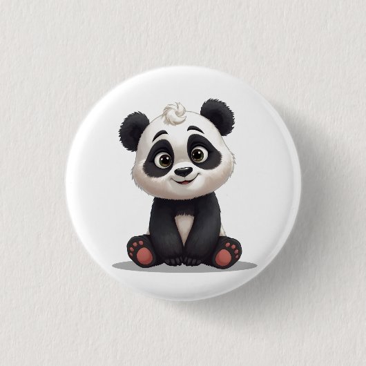 Sitting Panda Bear Cartoon Illustration Artwork Button (Vorderseite)