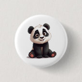 Sitting Panda Bear Cartoon Illustration Artwork Button (Vorderseite)