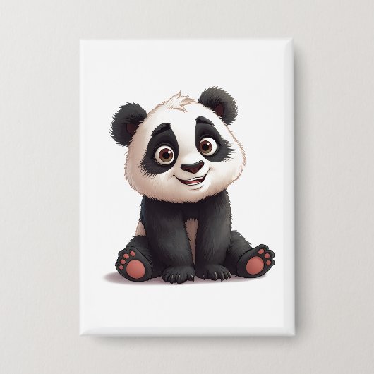 Sitting Panda Bear Cartoon Illustration Artwork Button (Vorderseite)