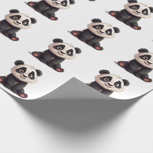 Sitting Panda Bear Cartoon Illustration Artwork Geschenkpapier (Ecke)