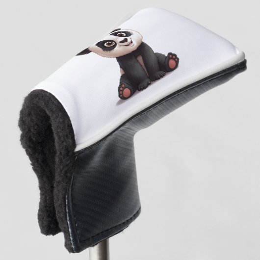 Sitting Panda Bear Cartoon Illustration Artwork Golf Headcover (3/4 Vorderseite)
