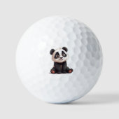 Sitting Panda Bear Cartoon Illustration Artwork Golfball (Vorderseite)