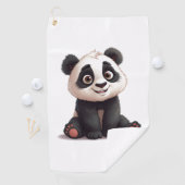 Sitting Panda Bear Cartoon Illustration Artwork Golfhandtuch (Insitu)