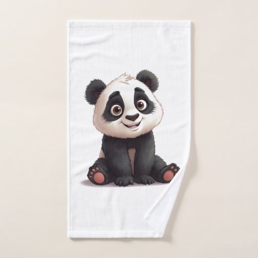 Sitting Panda Bear Cartoon Illustration Artwork Handtuch (Handtuch)
