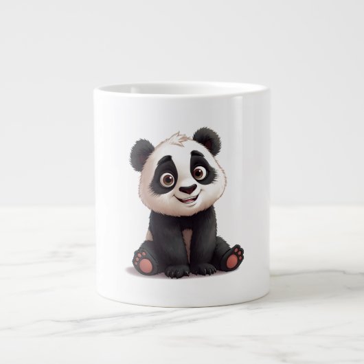 Sitting Panda Bear Cartoon Illustration Artwork Jumbo-Tasse (Vorderseite)