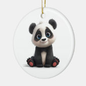 Sitting Panda Bear Cartoon Illustration Artwork Keramik Ornament (Links)