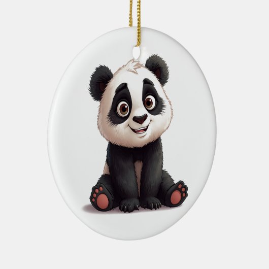 Sitting Panda Bear Cartoon Illustration Artwork Keramik Ornament (Rechts)