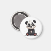 Sitting Panda Bear Cartoon Illustration Artwork Magnet (Vorderseite/Rückseite)