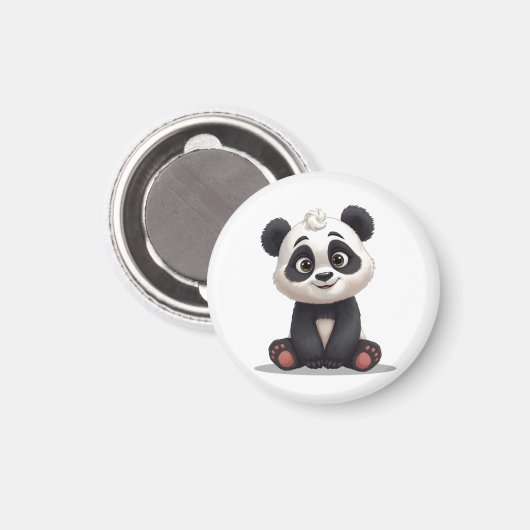 Sitting Panda Bear Cartoon Illustration Artwork Magnet (Vorderseite/Rückseite)
