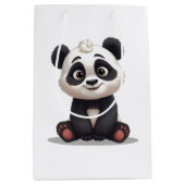 Sitting Panda Bear Cartoon Illustration Artwork Mittlere Geschenktüte (Vorderseite)