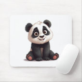 Sitting Panda Bear Cartoon Illustration Artwork Mousepad (Mit Mouse)
