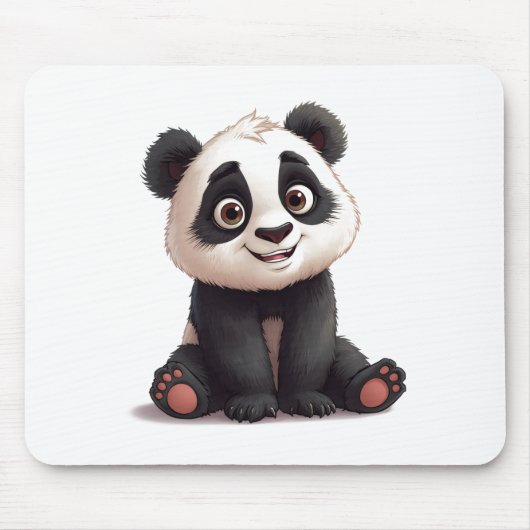 Sitting Panda Bear Cartoon Illustration Artwork Mousepad (Vorne)