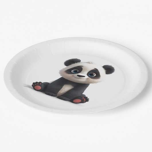 Sitting Panda Bear Cartoon Illustration Artwork Pappteller (Schrägansicht)